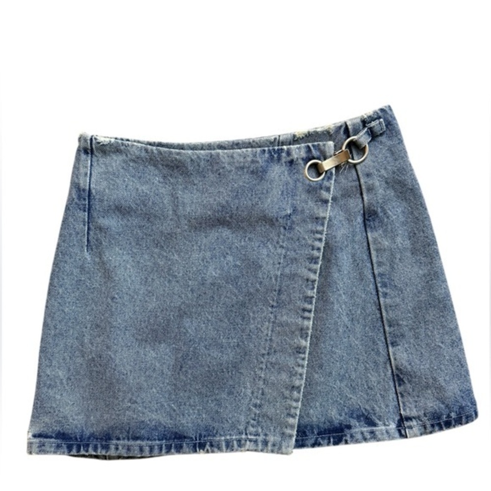 Assembly New York women’s light wash blue denim mini skirt Aline NEW XS